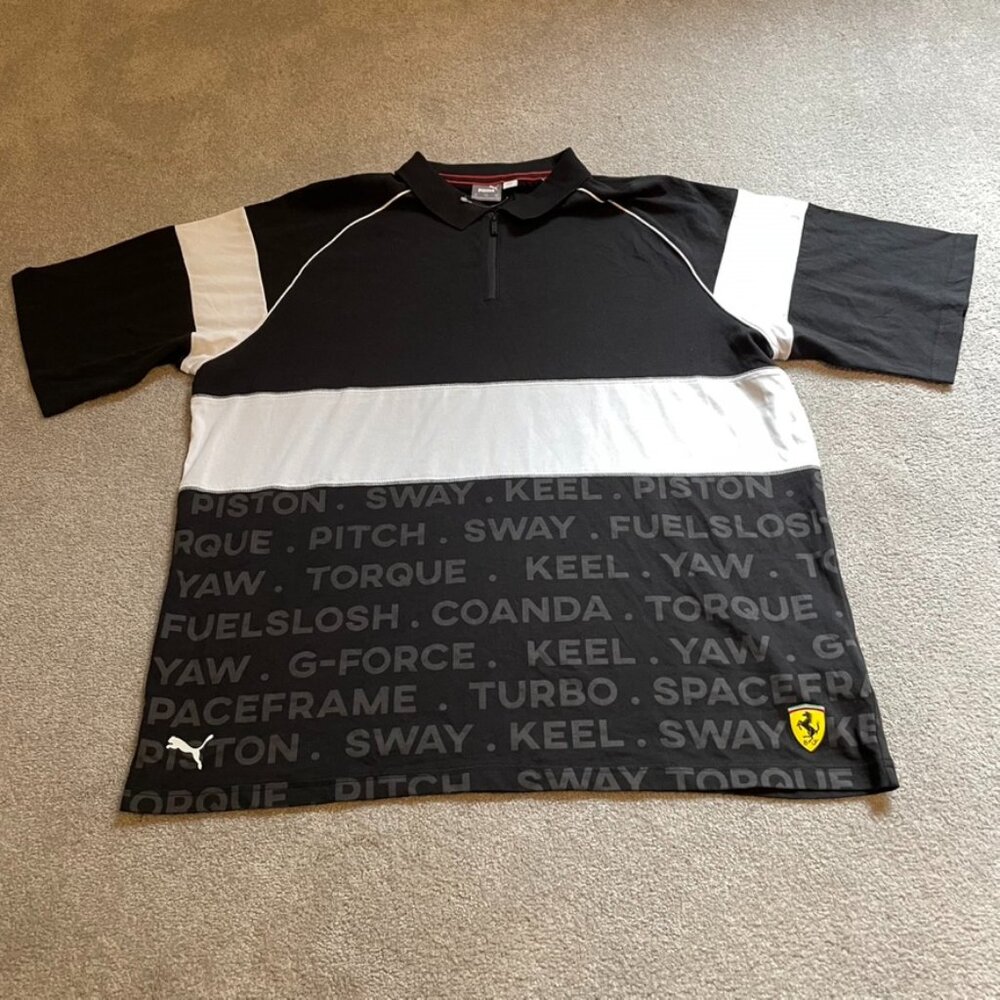 Puma Ferrari Shirt Mens XXL Black Formula 1 Racing Supercar Car Cotton Casual